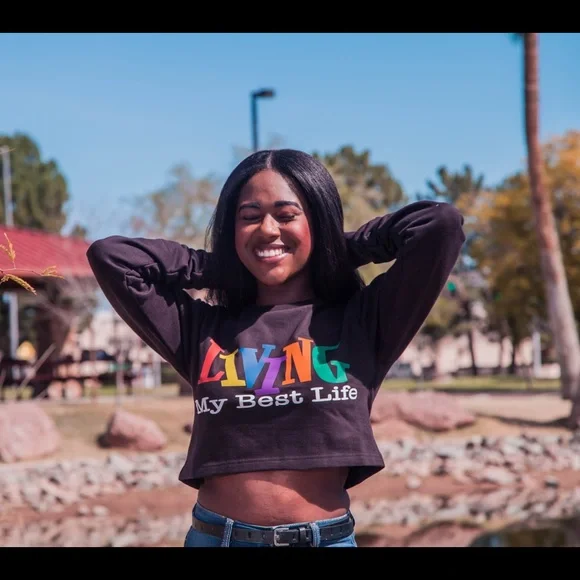 COPY - “Living My Best Life” Crop Top - Picture 2 of 8